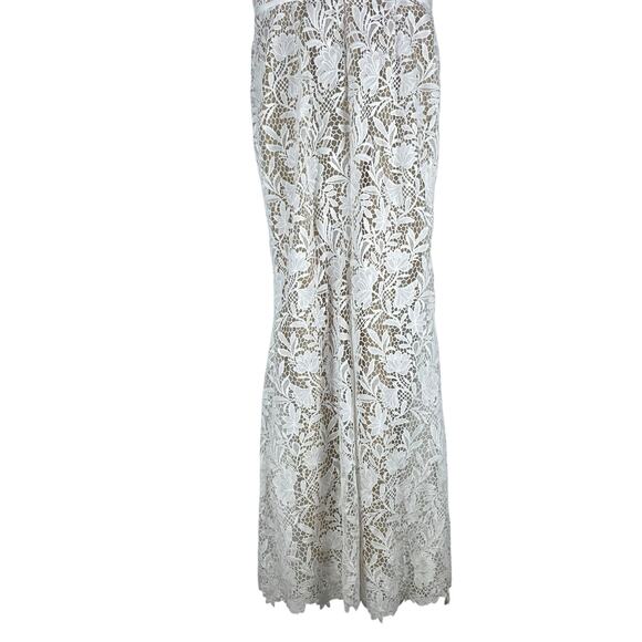 Marchesa Notte Satin Trim Guipure Lace Tulle Gown Bridal Dress Size 10 - Picture 11 of 13